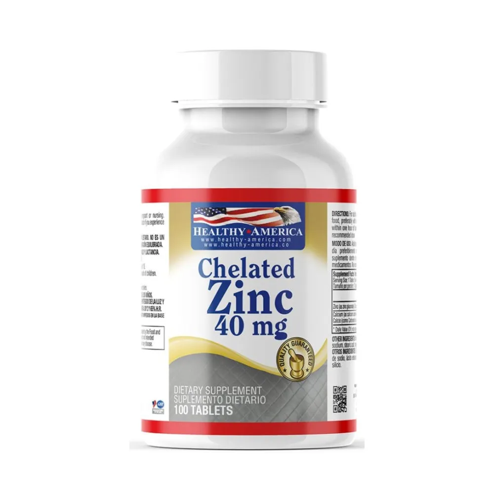 CHELATED ZINC 40MG HEALTHY AMERICA